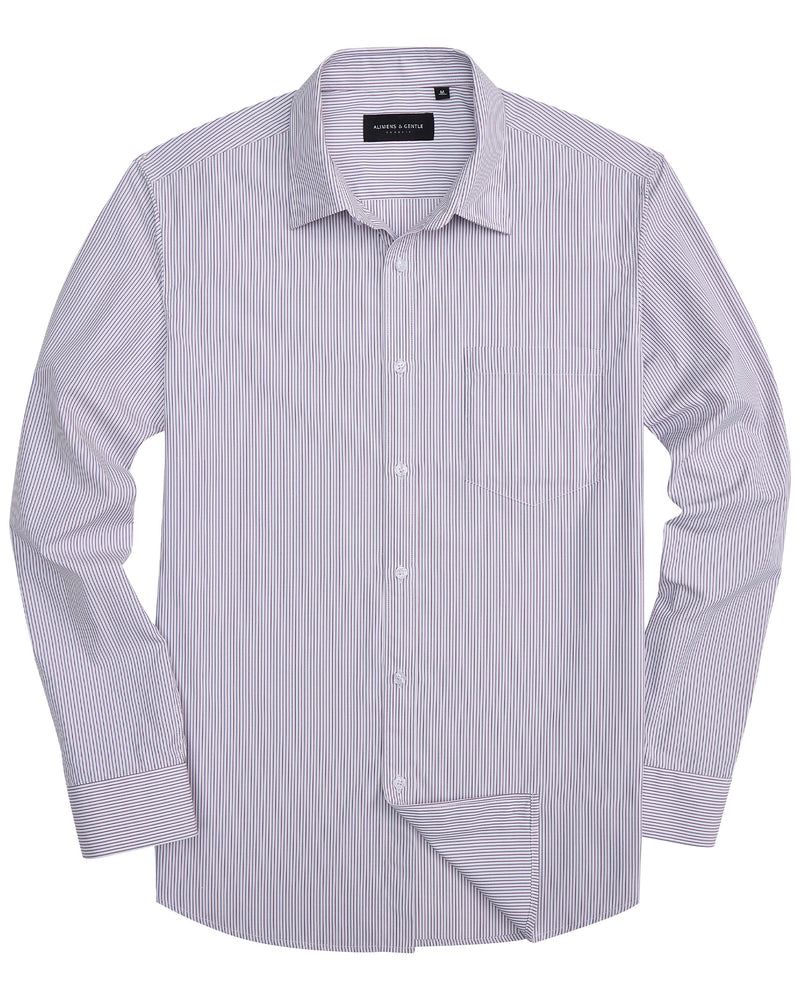 Alimens & Gentle Men's Striped Dress Shirt Button Down Regular Fit Shirts