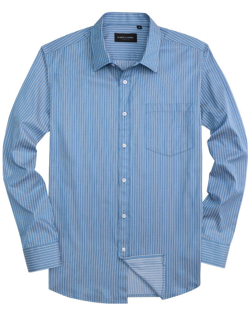 Alimens & Gentle Men's Striped Dress Shirt Button Down Regular Fit Shirts