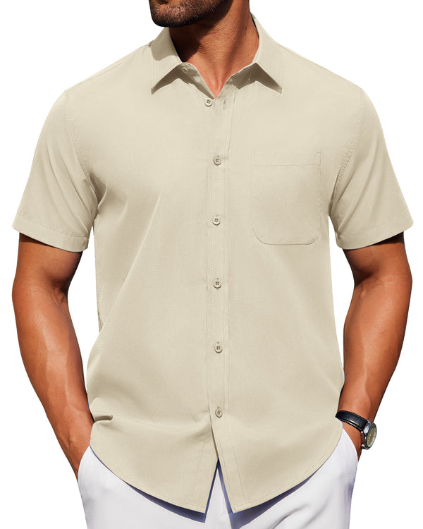 Alimens & Gentle Mens Short Sleeve Dress Shirt Wrinkle Free