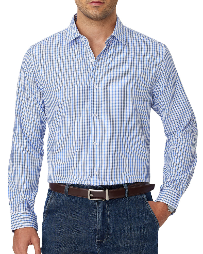 Alimens & Gentle Men's Plaid Button Down Dress Shirt Long Sleeve