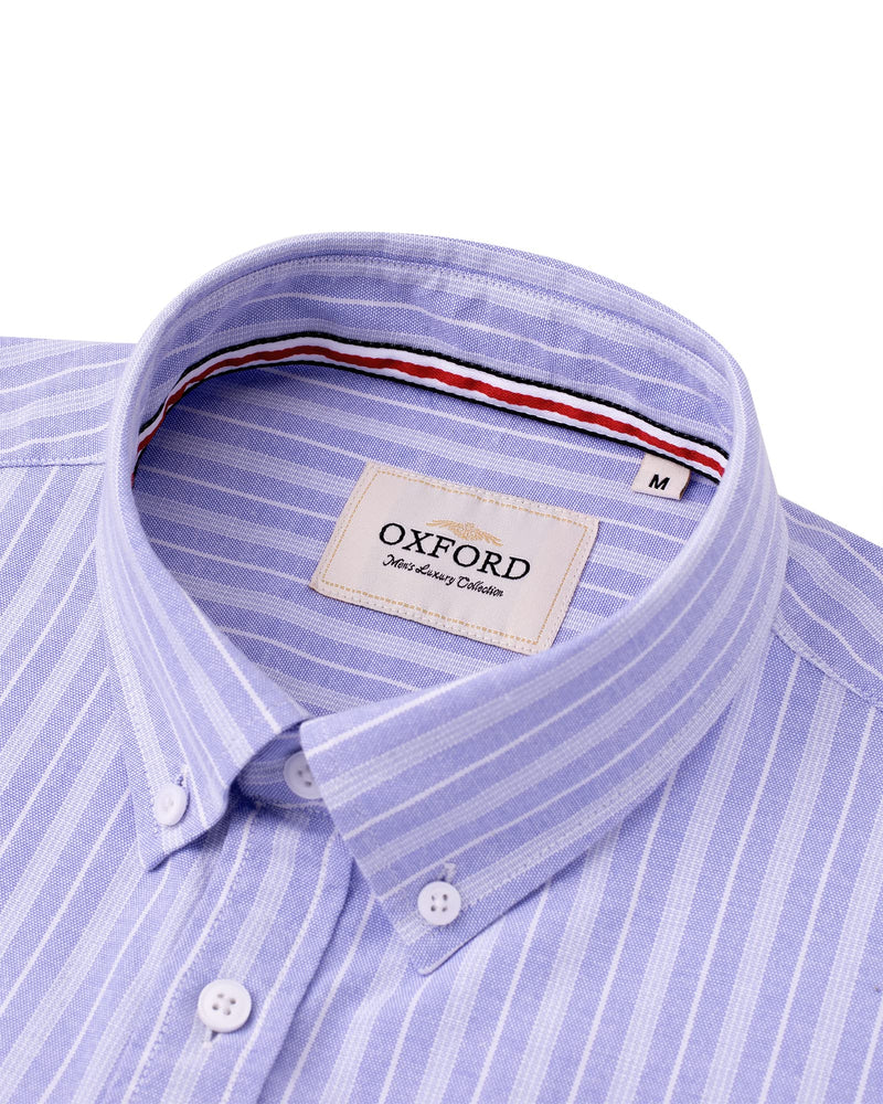 Men's Striped Oxford Shirt Long Sleeve Button Down Shirts with Pocket