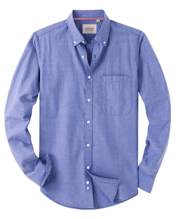 Men's Solid Oxford Shirt Long Sleeve Button Down Shirts with Pocket