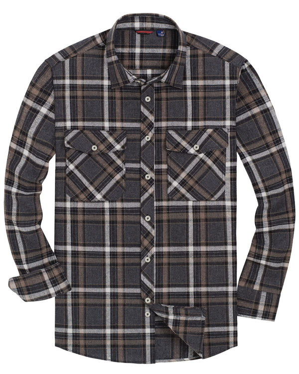 Men's Button Down Regular Fit Long Sleeve Plaid Flannel Casual Shirts