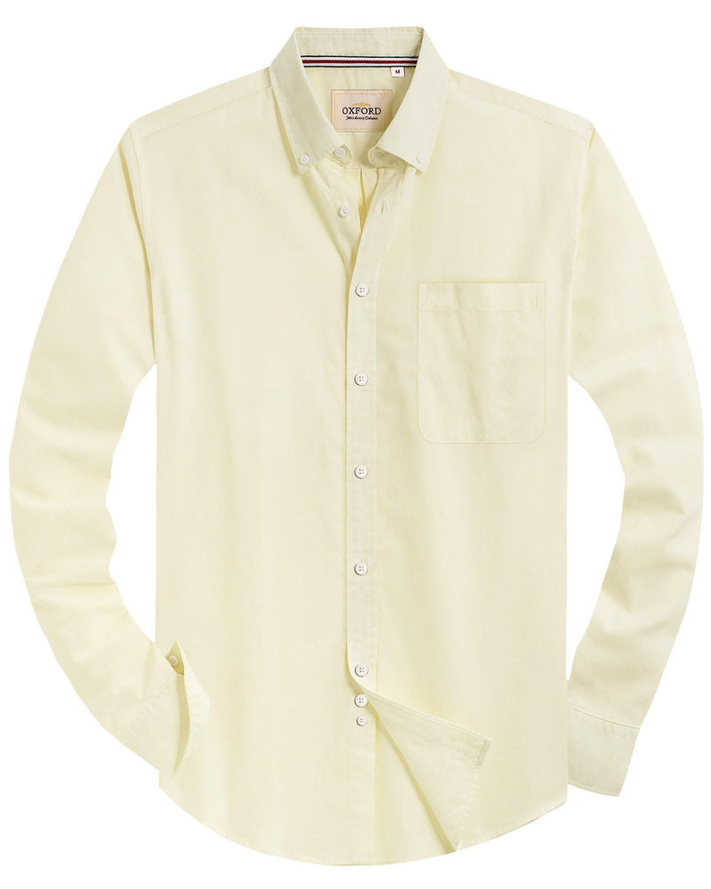 Men's Solid Oxford Shirt Long Sleeve Button Down Shirts with Pocket