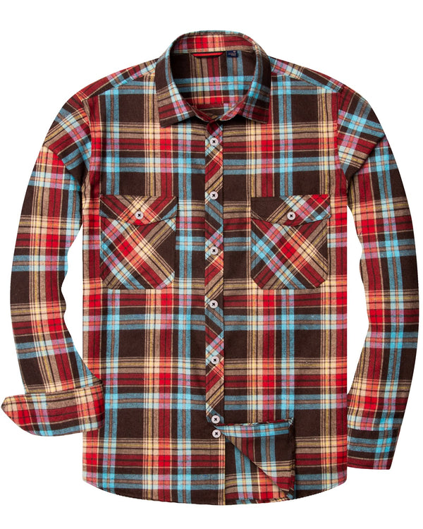 Men's Button Down Regular Fit Long Sleeve Plaid Flannel Casual Shirts