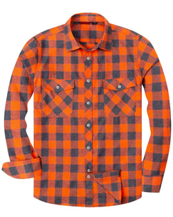 Men's Button Down Regular Fit Long Sleeve Plaid Flannel Casual Shirts