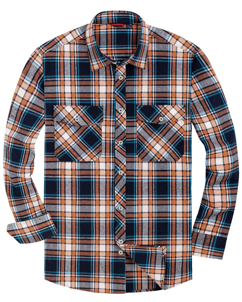 Men's Button Down Regular Fit Long Sleeve Plaid Flannel Casual Shirts