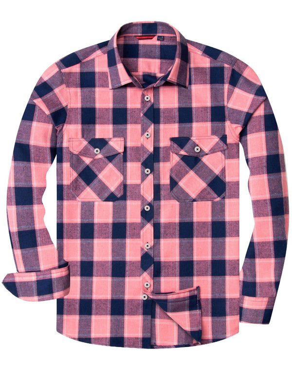 Men's Button Down Regular Fit Long Sleeve Plaid Flannel Casual Shirts