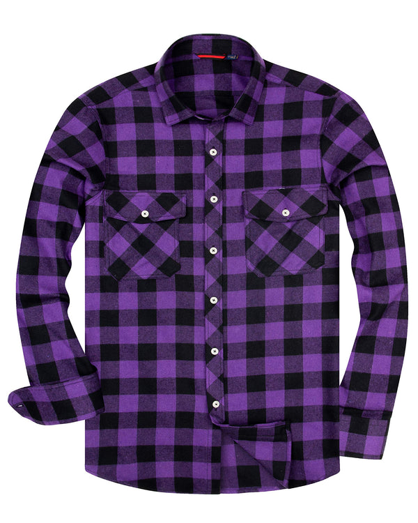 Men's Button Down Regular Fit Long Sleeve Plaid Flannel Casual Shirts