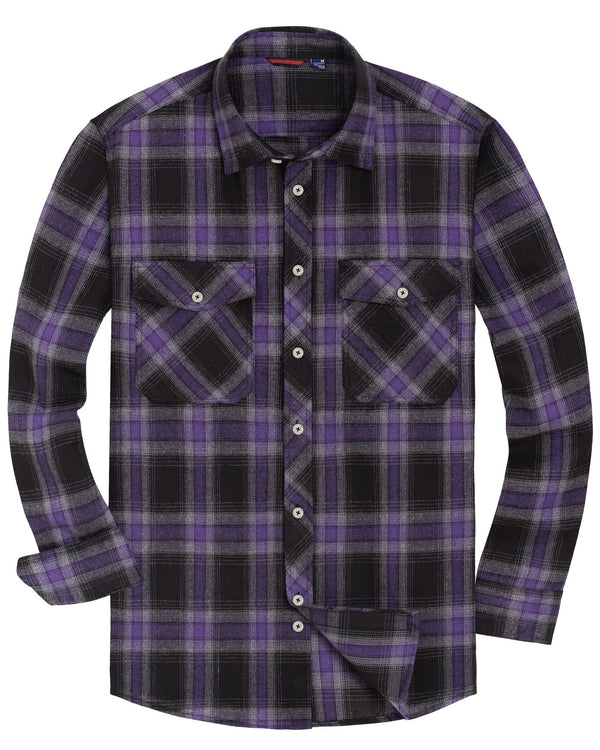 Men's Button Down Regular Fit Long Sleeve Plaid Flannel Casual Shirts