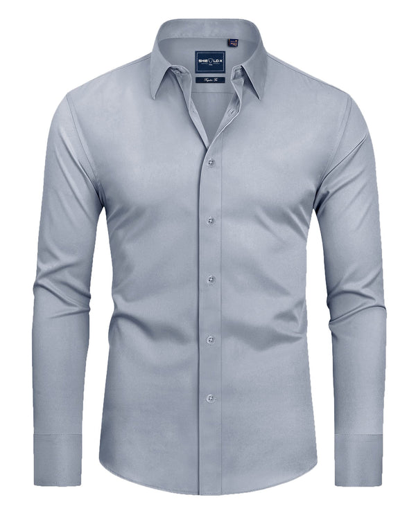 Men's Slim Fit Button Down Shirts Long Sleeve Stretch Wrinkle-Free Shirt Stain Sheild