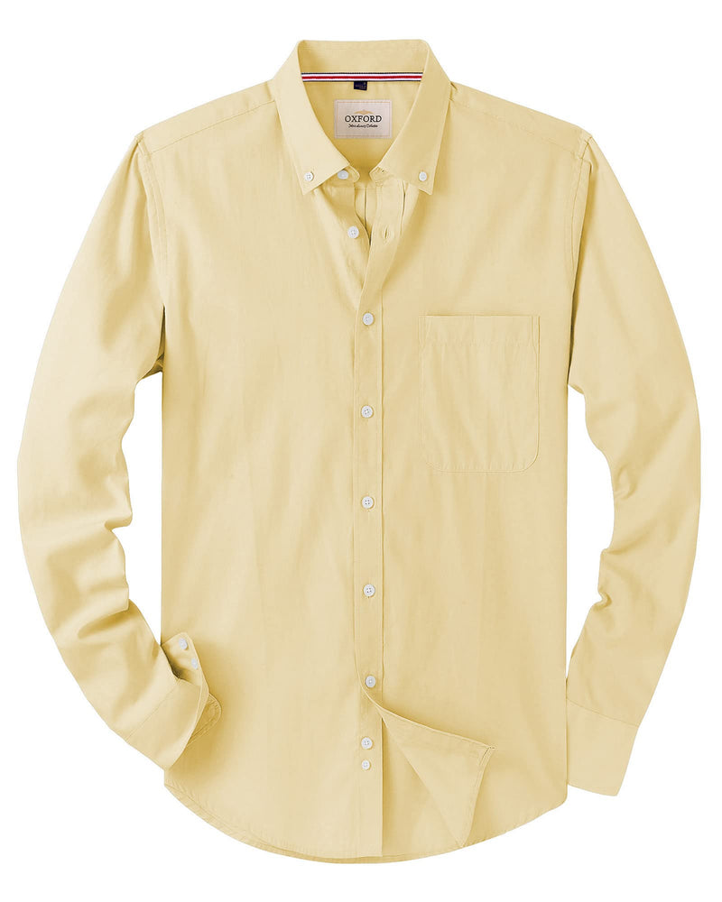 Men's Solid Oxford Shirt Long Sleeve Button Down Shirts with Pocket