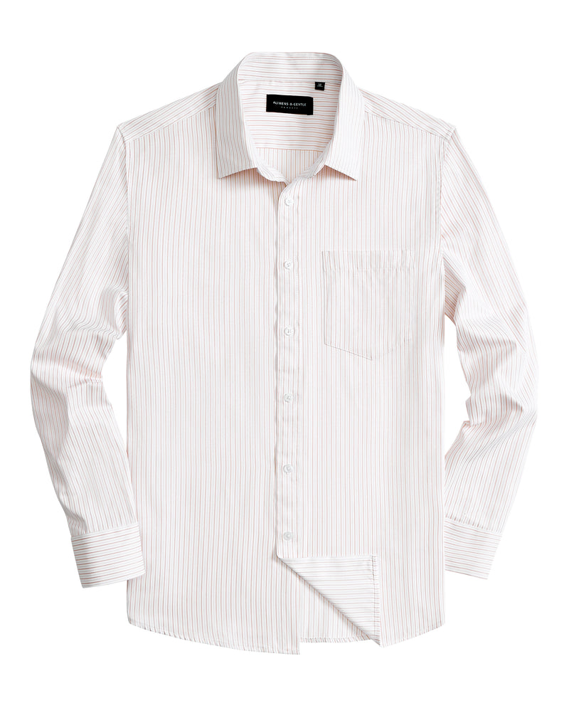 Alimens & Gentle Men's Striped Dress Shirt Button Down Regular Fit Shirts