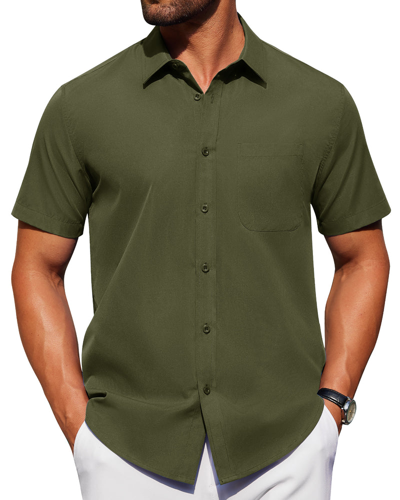 Alimens & Gentle Mens Short Sleeve Dress Shirt Wrinkle Free