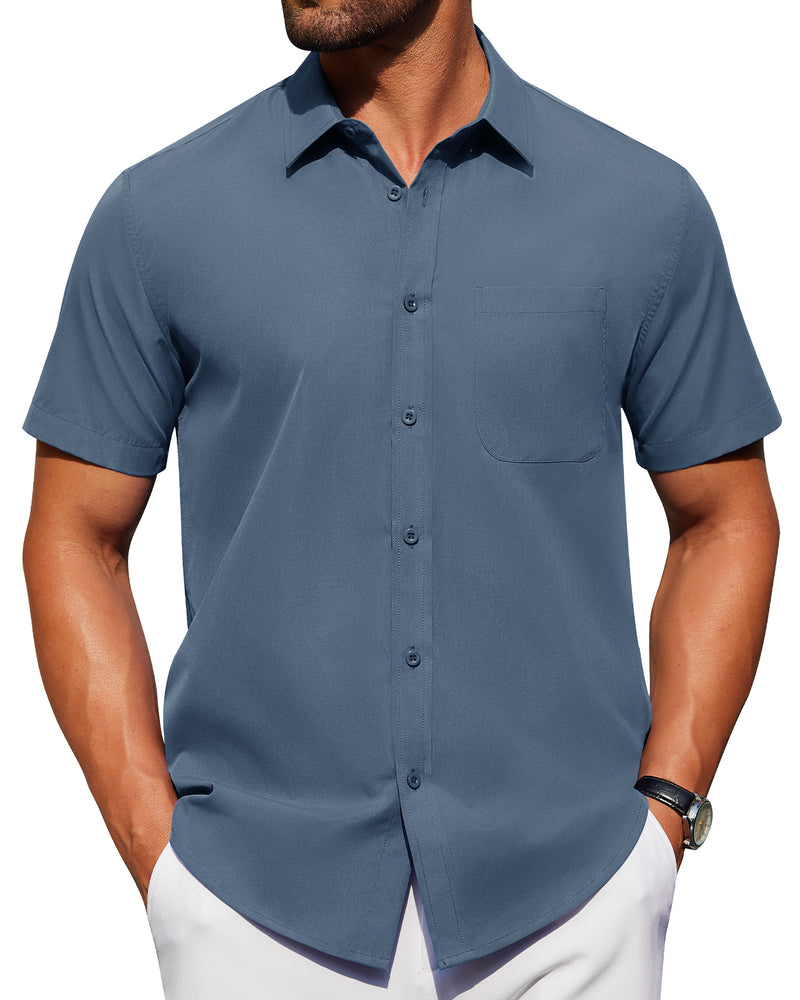 Alimens & Gentle Mens Short Sleeve Dress Shirt Wrinkle Free