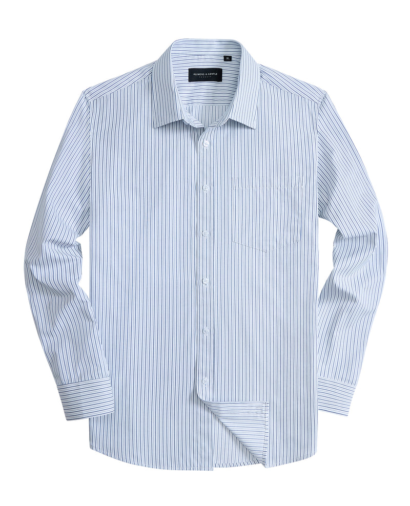 Alimens & Gentle Men's Striped Dress Shirt Button Down Regular Fit Shirts