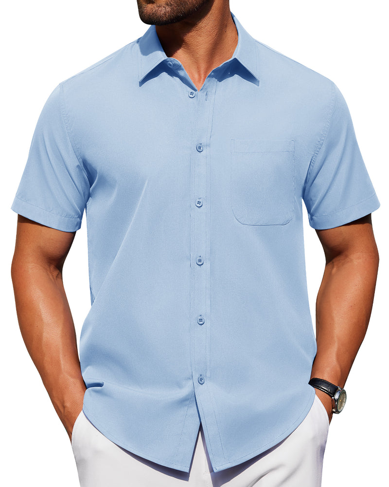 Alimens & Gentle Mens Short Sleeve Dress Shirt Wrinkle Free