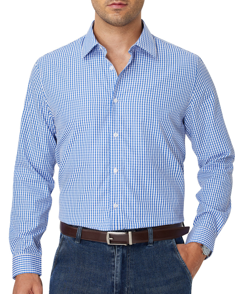 Alimens & Gentle Men's Plaid Button Down Dress Shirt Long Sleeve