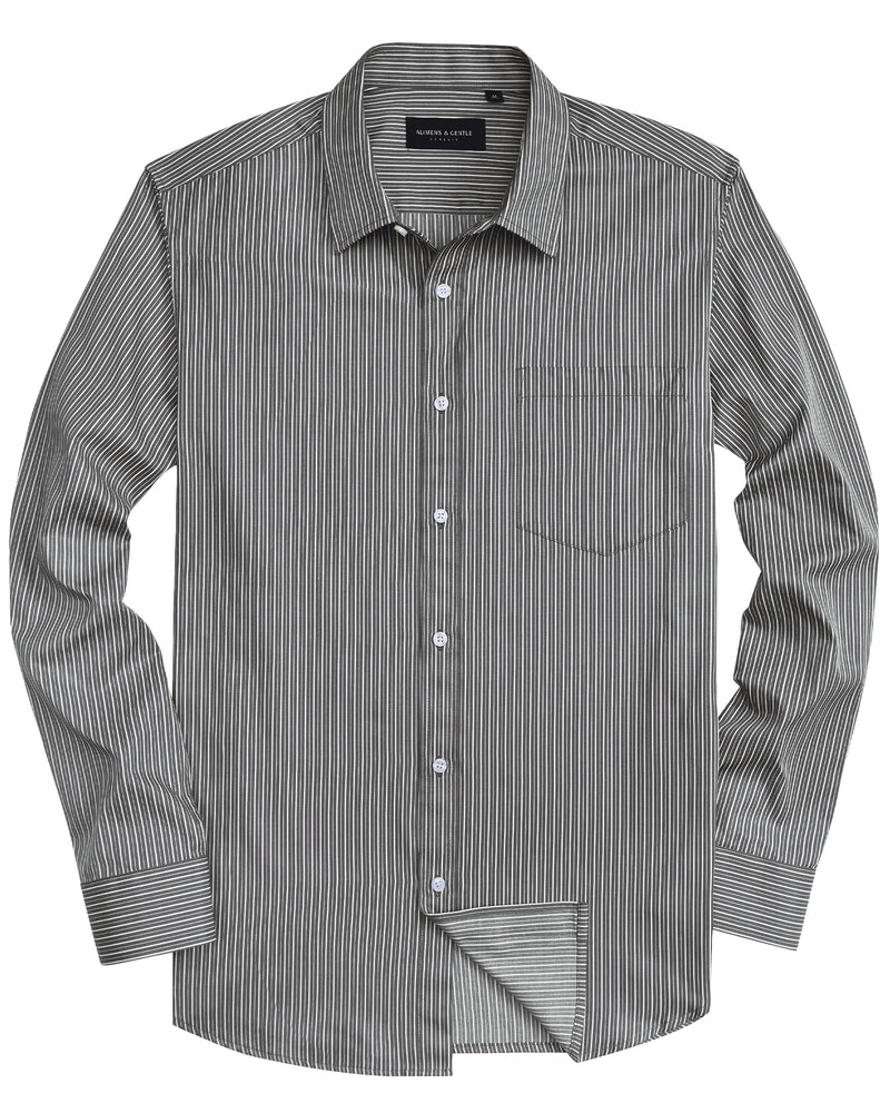 Alimens & Gentle Men's Striped Dress Shirt Button Down Regular Fit Shirts