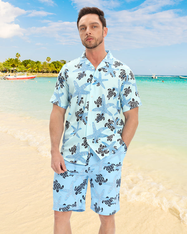 Regular Fit Short Sleeve Casual Hawaiian Suit