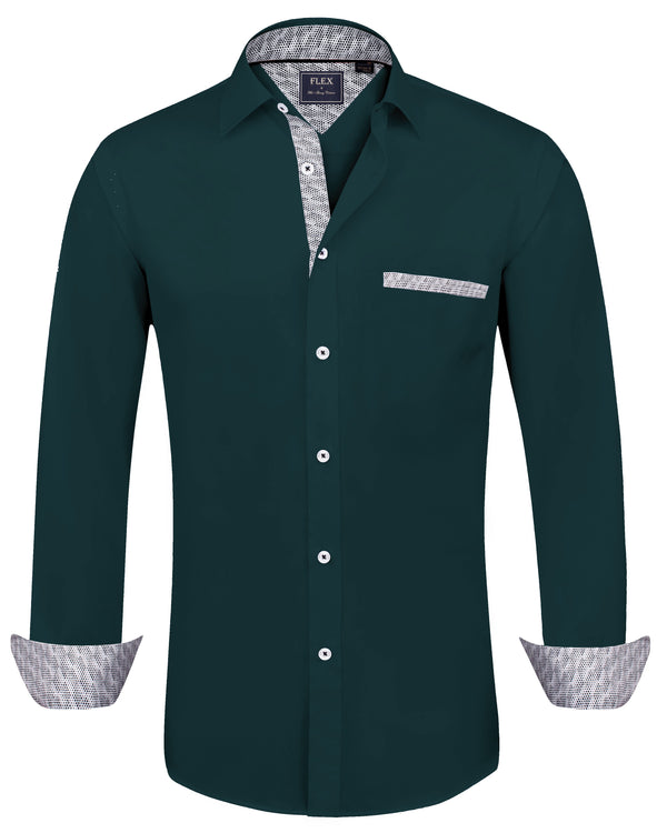 Men's Casual Cotton Long Sleeve Dress Shirt