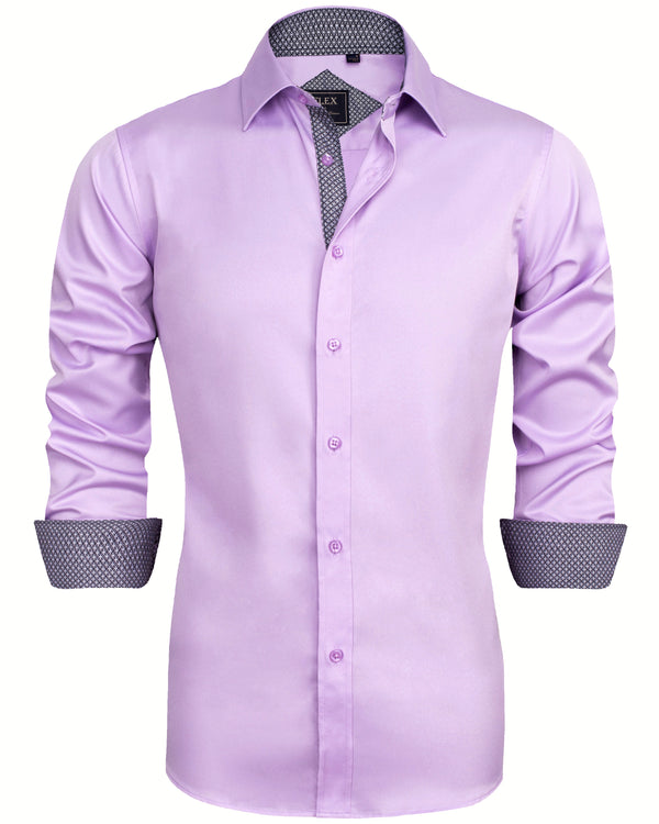 Men's Casual Cotton Long Sleeve Dress Shirt