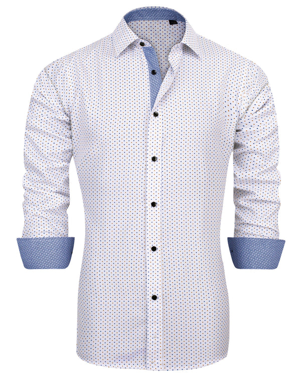 Men's Casual Cotton Long Sleeve Dress Shirt