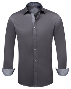 Men's Casual Cotton Long Sleeve Dress Shirt